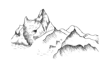 Peaks, rocks and hills in the snow. Ski-resorts.のイラスト素材