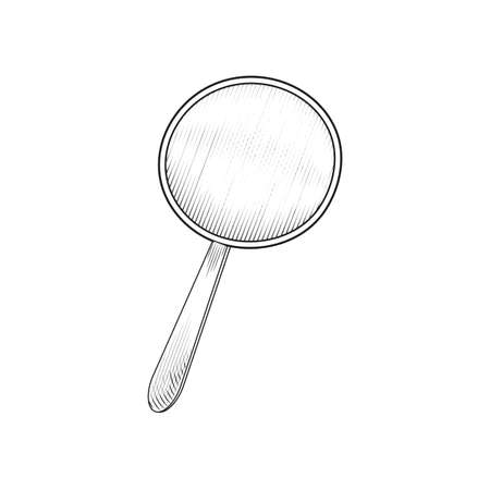 Search symbol.Vector old engraving illustration.Old magnifying glass.のイラスト素材