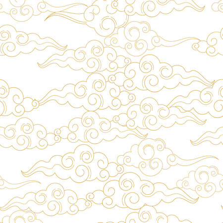 Traditional oriental ornament.Clouds floating in the sky.Tibetan or chinese seamless pattern in ancient style.のイラスト素材