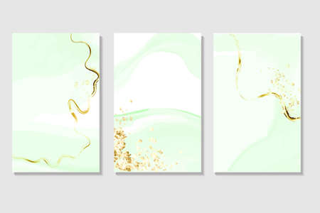 Marble surface. Mint color texture and paint splash.Spring wedding invitation.Fresh green watercolor background with splatters and spot .のイラスト素材