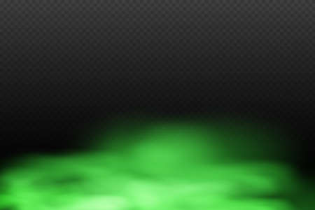 Dust green poisonous cloud with particles with dirt, cigarette smoke and smog. Realistic vector isolated on transparent background. Concept air pollution,big explosion.のイラスト素材