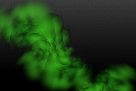 Dust green poisonous cloud with particles with dirt, cigarette smoke and smog. Realistic vector isolated on transparent background. Concept air pollution,big explosion.のイラスト素材