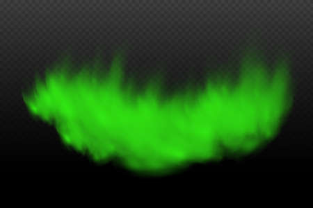 Dust green poisonous cloud with particles with dirt, cigarette smoke and smog. Realistic vector isolated on transparent background. Concept air pollution,big explosion.のイラスト素材