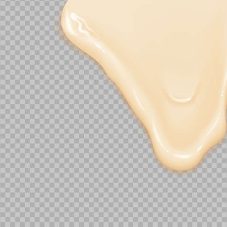Spreading cheese, cream, milk, cream or yogurt. Flowing realistic liquid mayonnaise on transparent background.のイラスト素材