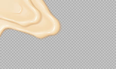 Spreading cheese, cream, milk, cream or yogurt. Flowing realistic liquid mayonnaise on transparent background.のイラスト素材