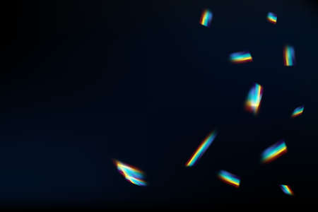 Rainbow highlights.Glare or reflection from water and glass.Glittering particles for social media backgrounds, product presentations, photo shots.のイラスト素材