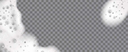 Bath foam isolated on transparent background. Shampoo bubbles texture.Sparkling shampoo and bath lather vector illustration.のイラスト素材