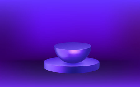 Minimal abstract background with purple podium. Vector 3d illustration.のイラスト素材