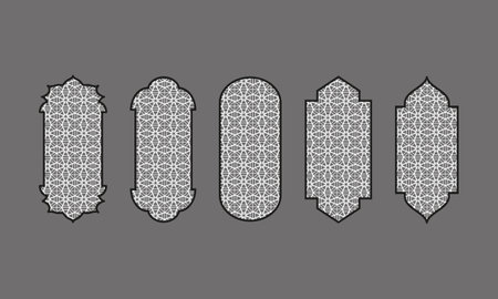 Set of arabic design elements for laser cutting. vector illustrationのイラスト素材
