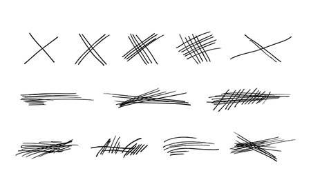 Set of hand drawn brush strokes. Vector illustration. Grunge texture.