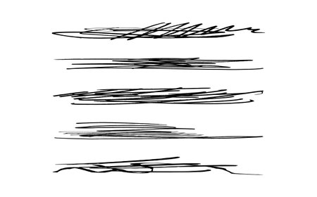 Set of hand drawn brush strokes isolated on white background. Vector illustration.のイラスト素材