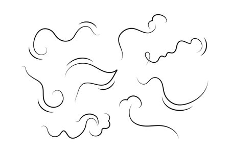 Vector set of abstract hand drawn doodle clouds. Isolated on white background.のイラスト素材