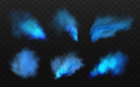Set of blue smoke isolated on a transparent background. Vector illustration.のイラスト素材