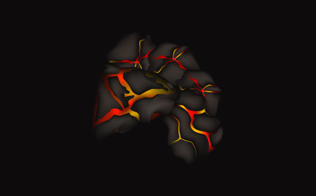 Lungs in the form of a pancreas on a black backgroundのイラスト素材