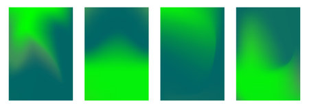 Set of abstract blurred backgrounds. Vector illustration. Green and blue colors.のイラスト素材
