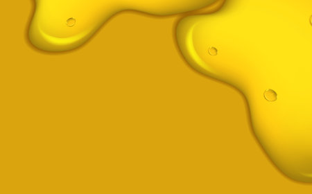 Organic serum or argan bubbles.Liquid golden drops of water, honey or oil. Collagen cosmetic essence.Falling gasoline yellow droplet.のイラスト素材