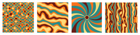 Set of abstract seamless patterns in the style of op art. vector illustration