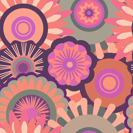 Seamless pattern with decorative flowers. Hand drawn vector illustration.のイラスト素材