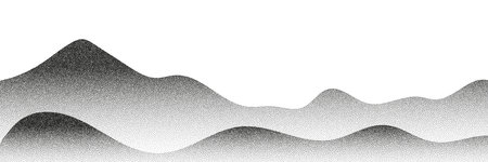 Black noise dots, a sand grain effect.Grayscale vector halftone dots background with a fading dot effect, resembling an abstract mountain landscape.のイラスト素材