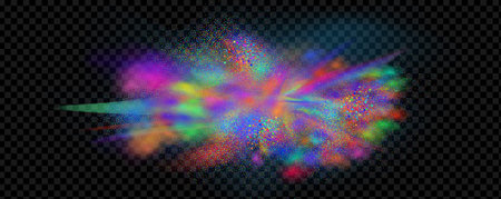 Background of an explosion of colorful smoke clouds.Multicolor fog with blue and yellow particles.Explosions of color powder.のイラスト素材