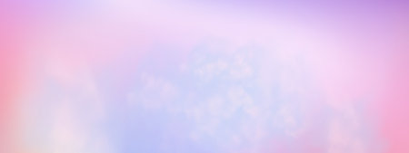 Panoramic abstract pink blue sky background. Skyscape with fluffy clouds. Gradient fantasy paradise background.のイラスト素材