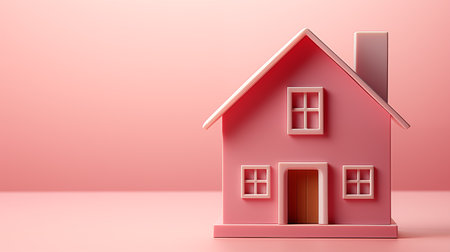 3d rendering of a pink house isolated on a pink background.の素材