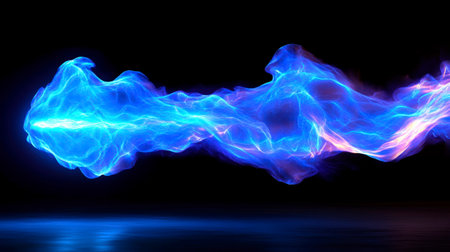 Abstract blue and purple smoke on black background. Fantasy fractal texture. Digital art. 3D rendering.の素材