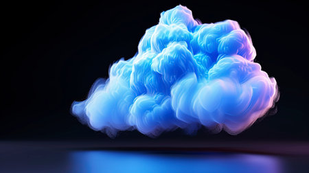 Abstract blue cloud on black background. 3D Rendering, 3D illustrationの素材