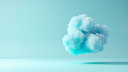 3d rendering of abstract blue cloud on pastel blue background.の素材