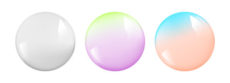 Geometric abstract shape.Realistic glossy glass ball.Abstract 3D light bubble with glare.のイラスト素材