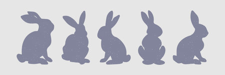 Vector Easter painted rabbit. Spring icons. Easter bunny rabbits in different poses.のイラスト素材