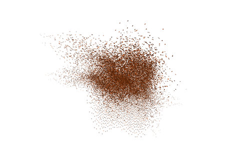 Top view of the cake.Chocolate and coffee powder, scattered cocoa on a light background. Particles of earth and dust. Brown sand texture.のイラスト素材