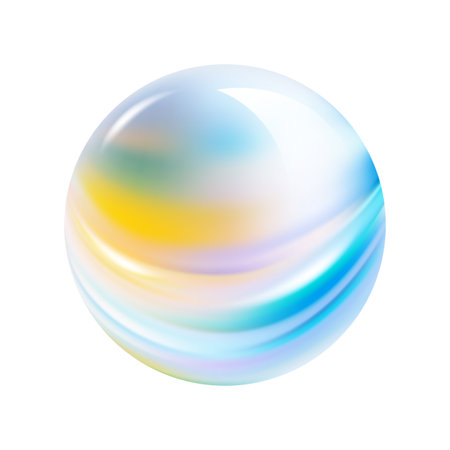 Glossy glass sphere with blue and yellow gradient. Vector illustration.のイラスト素材