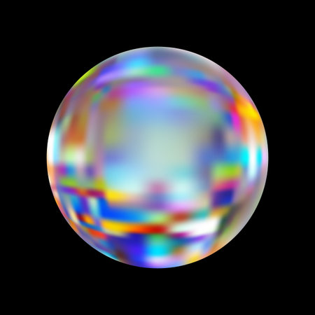 abstract background with multicolor glass sphere on a black backgroundのイラスト素材