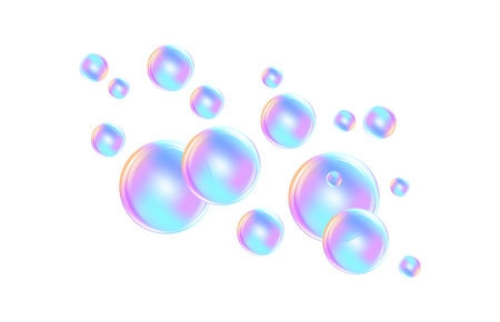 Fizzing air and water pink bubbles on white background with fizzy sparkles. Vector texture of bubble...
