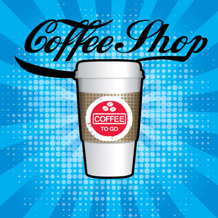 Coffee Shop Pop Art Menu Design - Food  Drink. A coffee cup vector illustrationのイラスト素材
