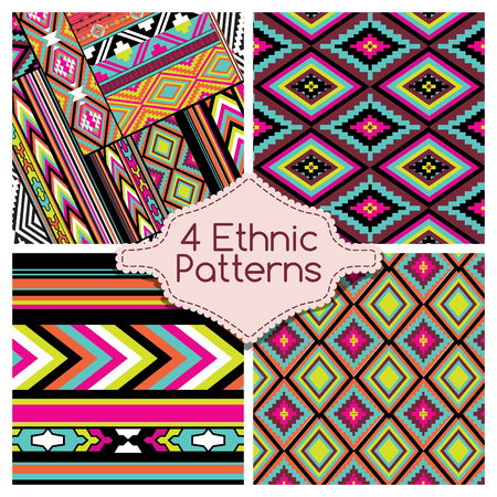 Four Ethnic Tribes Patterns Ornamentのイラスト素材
