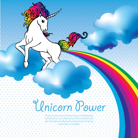Unicorn with a rainbow in the skyのイラスト素材