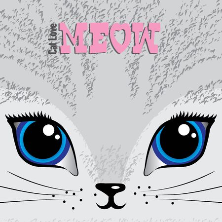 White cat face illustrationのイラスト素材