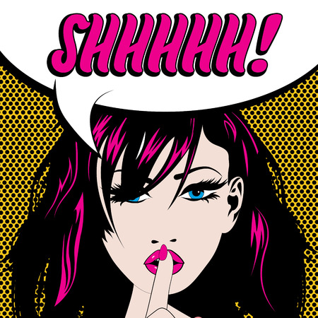 Pop art woman with speech bubbleのイラスト素材