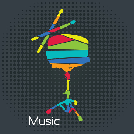Colorful retro drumのイラスト素材