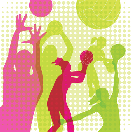 Silhouettes of volleyball playersのイラスト素材