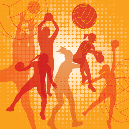 Silhouettes of volleyball playersのイラスト素材