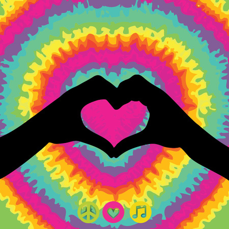 Hippie style tie dye illustration for make love not warのイラスト素材