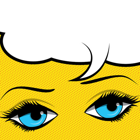 Pop art eyes with speech bubbleのイラスト素材