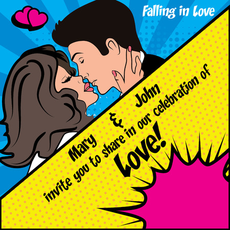 Pop art couple celebrating loveのイラスト素材
