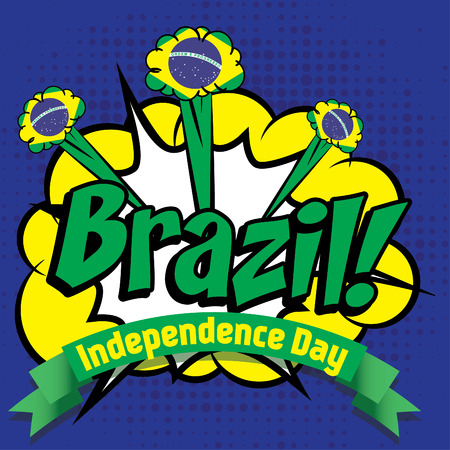 Pop art woman with Brazil independent day typographyのイラスト素材