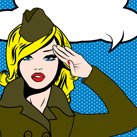 Pop art woman salutedのイラスト素材