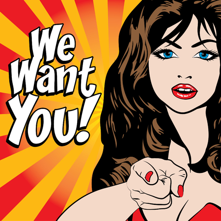 Pop art we want you typographyのイラスト素材