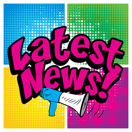 Pop art comics icon latest headlines typographyのイラスト素材